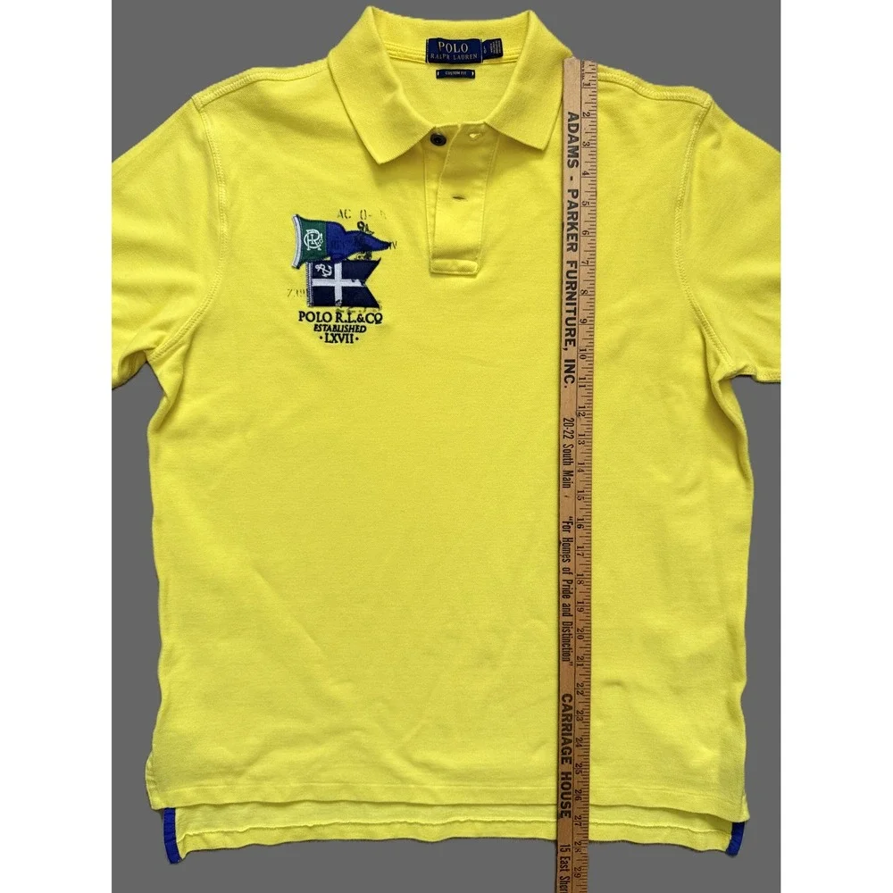 Polo Ralph Lauren Yellow Nautical Flag Crest Polo Shirt Custom Fit Men's L
